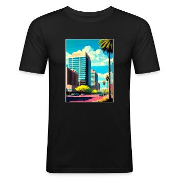 Glendale Arizona Vintage voyage affiche Souvenir - T-shirt près du corps Homme - noir - Devant - Nik (191cm)