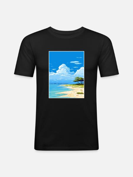 Lady Elliot Island Australia Deco Travel Poster - Men's Slim Fit T-Shirt - black