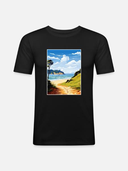 Abel Tasman kystspor New Zealand souvenir - Herre Slim Fit T-Shirt - sort