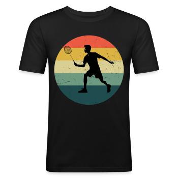 Badminton Men Women Badminton Players Squash - Men's Slim Fit T-Shirt - black - Front - Nik (191cm)