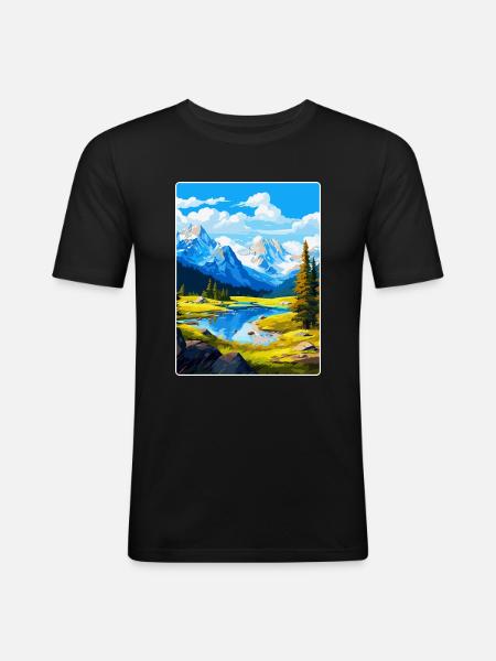 Affiche de voyage vintage du parc national d’Ecrins France - T-shirt près du corps Homme - noir