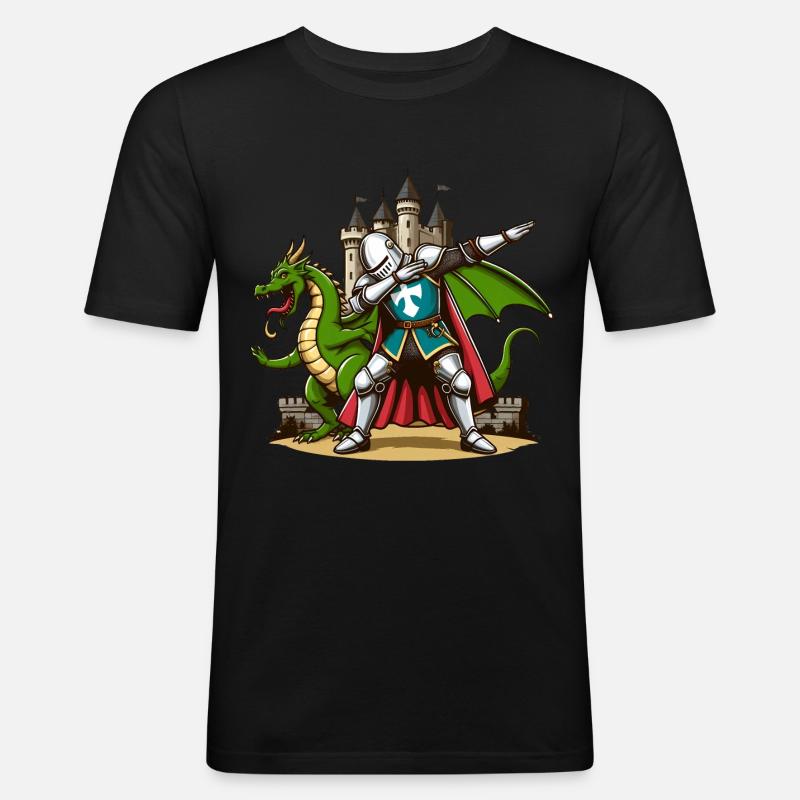 Dabbender Ritter, Mittelalter Kostüm - Männer Slim Fit T-Shirt - Schwarz