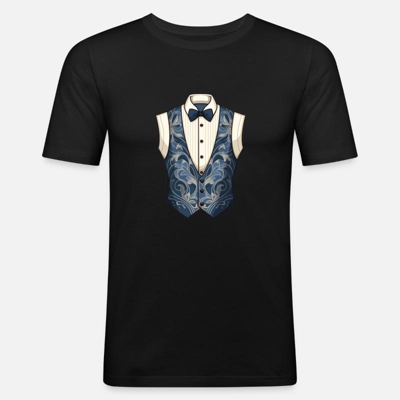 Anzug Ober Kellner Oper Weste - Männer Slim Fit T-Shirt - Schwarz