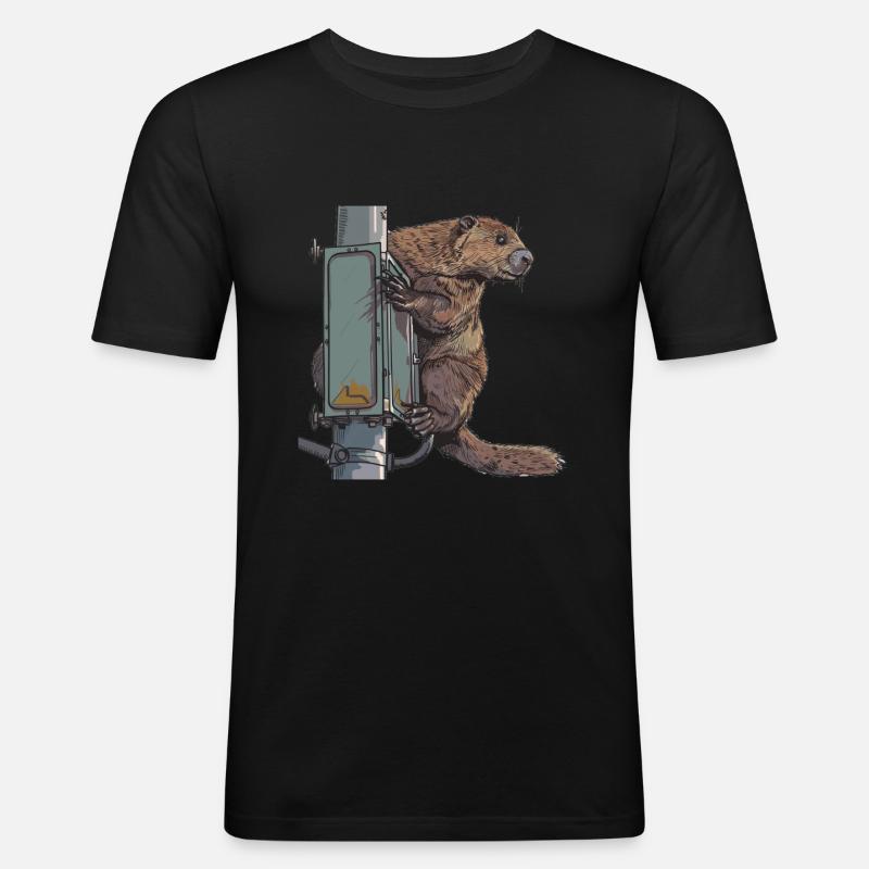 Biber Ampel Bober - Männer Slim Fit T-Shirt - Schwarz