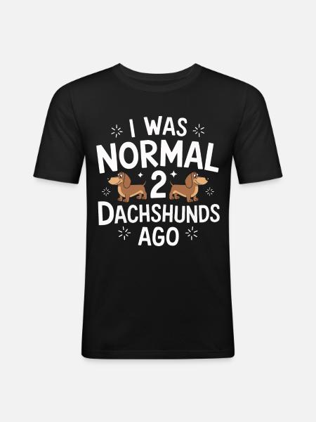 Dackel Hund - Männer Slim Fit T-Shirt - Schwarz