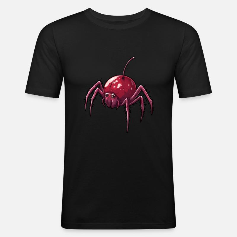 Kirschspinne Kirsche Spinne - Männer Slim Fit T-Shirt - Schwarz