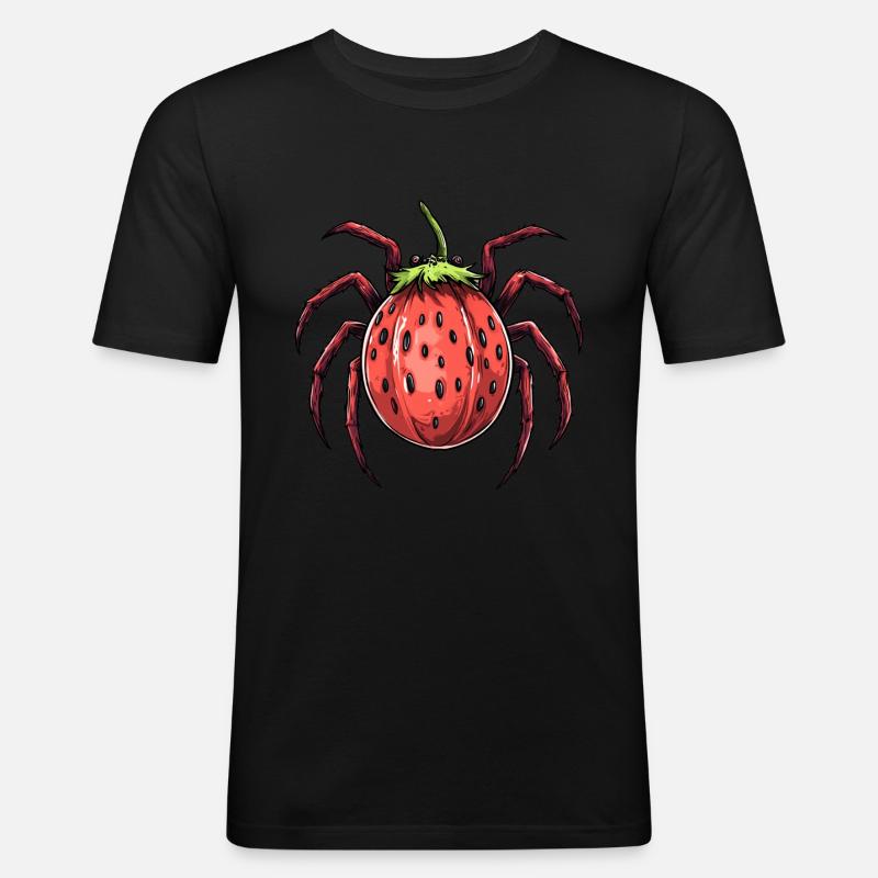 Erdbeerspinne Erdbeere Spinne - Männer Slim Fit T-Shirt - Schwarz