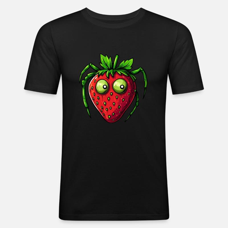 Erdbeerspinne Erdbeere Spinne - Männer Slim Fit T-Shirt - Schwarz