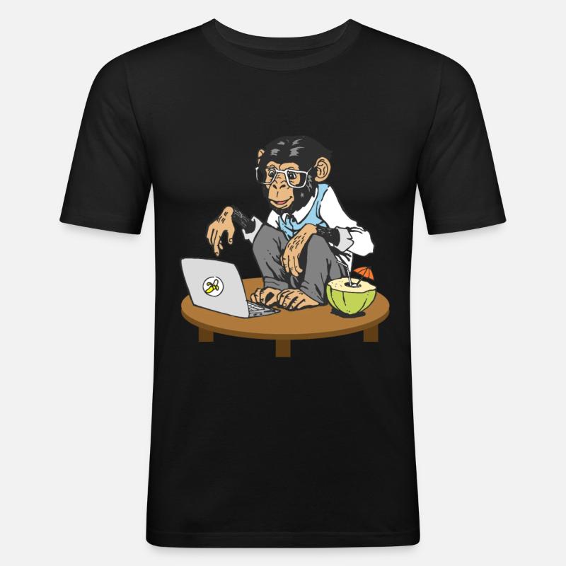Progammierer Affe Code Monkey Coding Äffchen - Männer Slim Fit T-Shirt - Schwarz