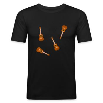 Ukulele - Männer Slim Fit T-Shirt - Schwarz - Vorne - Nik (191cm)