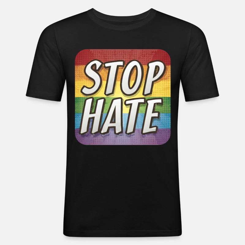LGBTQ Stop Hate - Männer Slim Fit T-Shirt - Schwarz