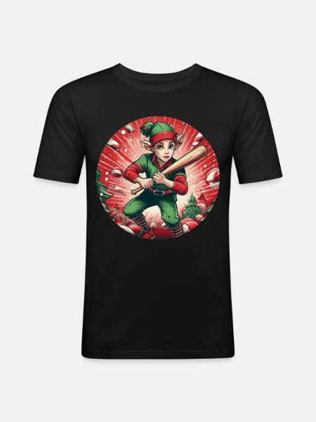 Christmas Elf baseball - Men's Slim Fit T-Shirt - black
