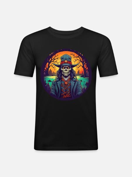Gruseliges Halloween-fest-kostüm Voodoo-præst - Herre Slim Fit T-Shirt - sort