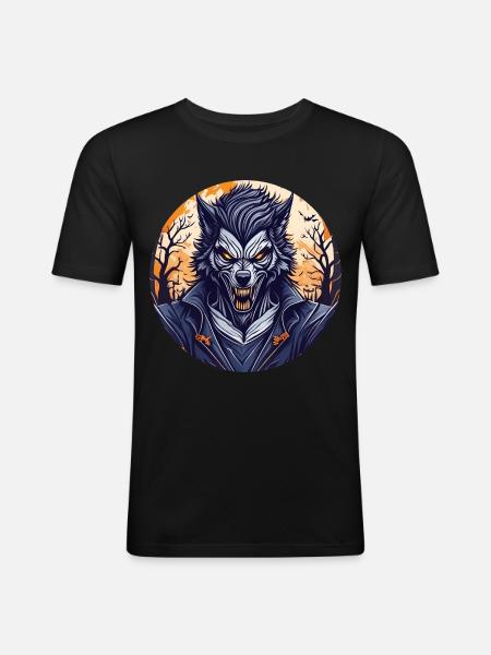 Gruseliges Halloween-partykostüm Werwolf - Men's Slim Fit T-Shirt - black