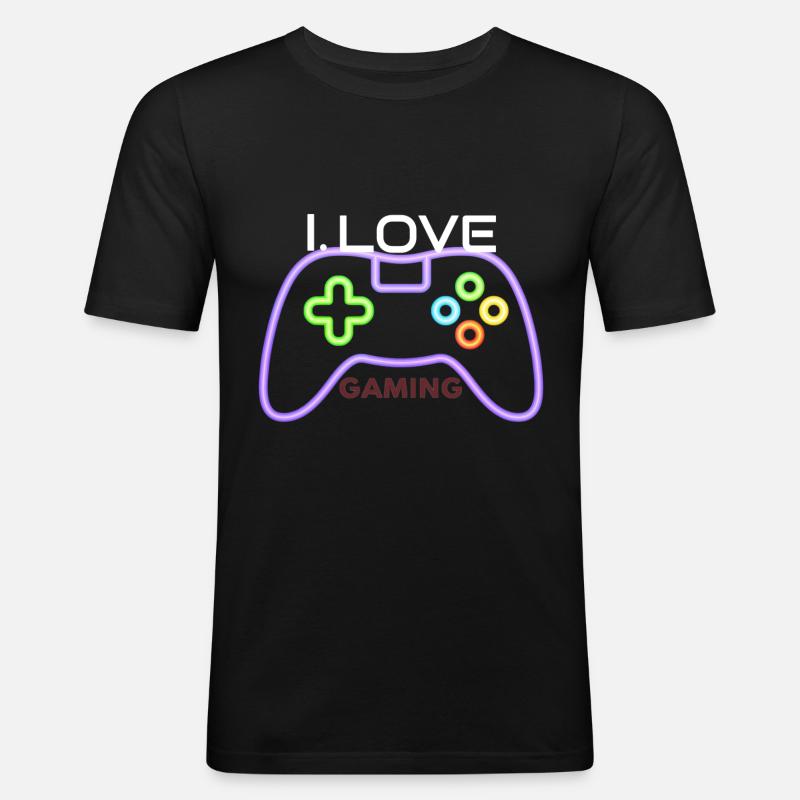 Ich Liebe Spiele Controller - Männer Slim Fit T-Shirt - Schwarz