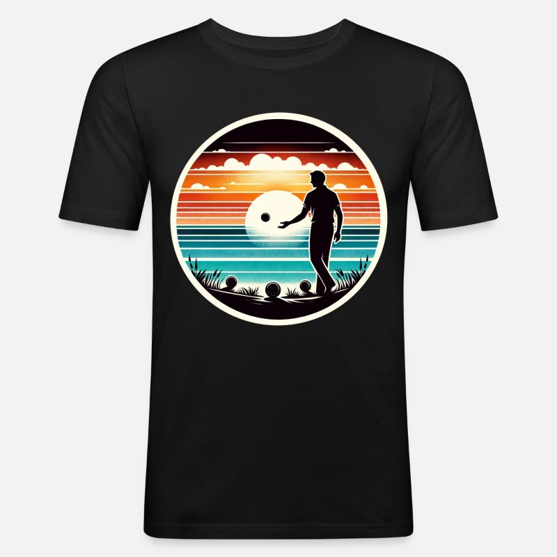 Boule Petanque - Männer Slim Fit T-Shirt - Schwarz
