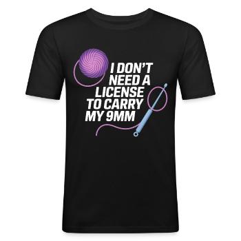 Ich brauche keinen Schein für meine Wolle - Männer Slim Fit T-Shirt - Schwarz - Vorne - Nik (191cm)
