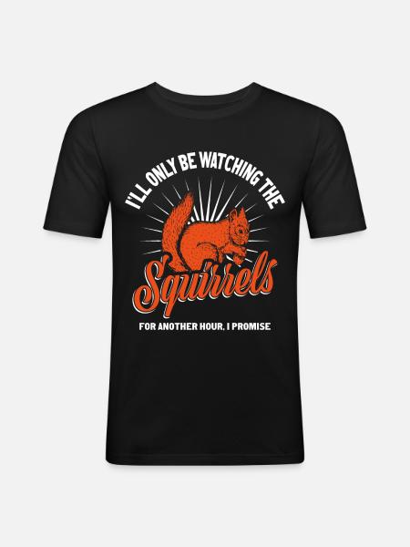 Eichhörnchen Herbst - Männer Slim Fit T-Shirt - Schwarz