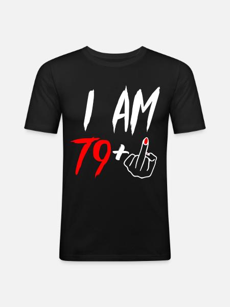 80th birthday middle finger - Men's Slim Fit T-Shirt - black