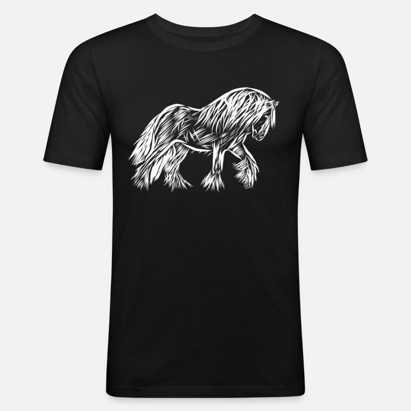 Pferd - Männer Slim Fit T-Shirt - Schwarz
