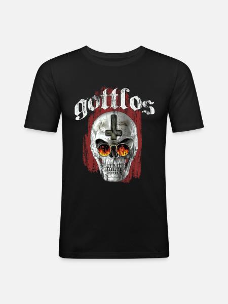 Gottlos - Männer Slim Fit T-Shirt - Schwarz