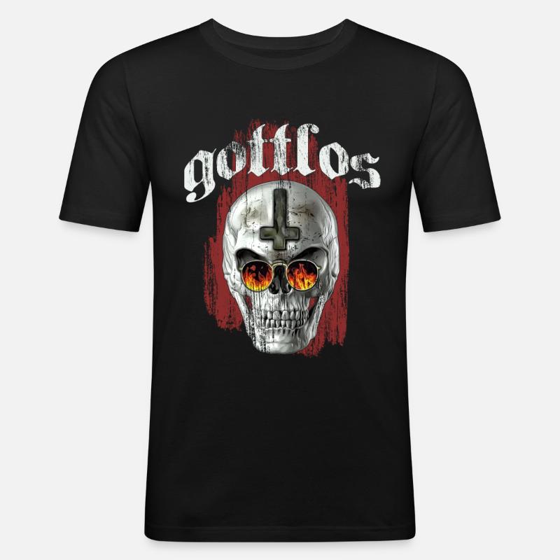 Gottlos - Männer Slim Fit T-Shirt - Schwarz