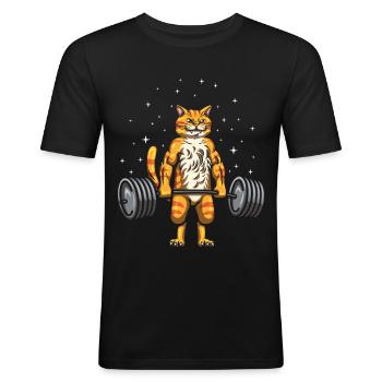 Le poids de chat Soulever la croix Fitness - T-shirt près du corps Homme - noir - Devant - Nik (191cm)