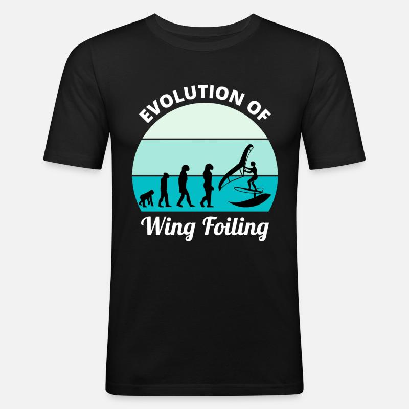 Wing Foiling Evolution Drôle - T-shirt près du corps Homme - noir