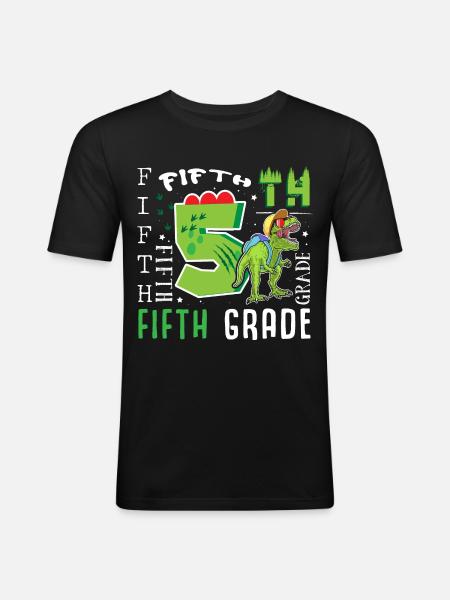 5th Grade Dino T-Rex - Men's Slim Fit T-Shirt - black