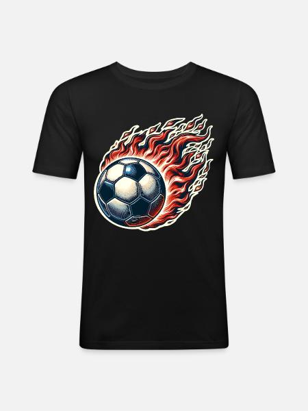 Soccer Flames Ball - Men's Slim Fit T-Shirt - black