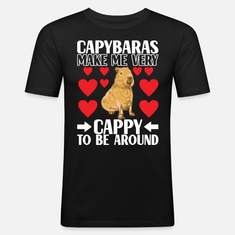 Capybara Wasserschwein - Männer Slim Fit T-Shirt - Schwarz