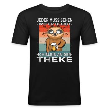 Biertrinker - Männerabend - Saufen - Männer Slim Fit T-Shirt - Schwarz - Vorne - Nik (191cm)
