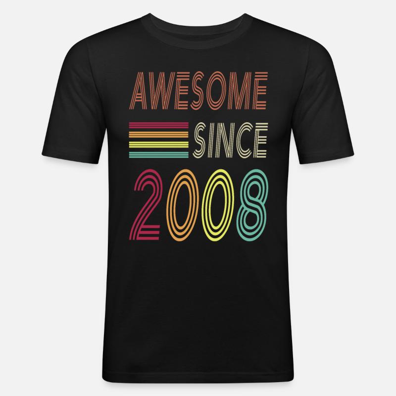 Awesome since 2008 - Männer Slim Fit T-Shirt - Schwarz
