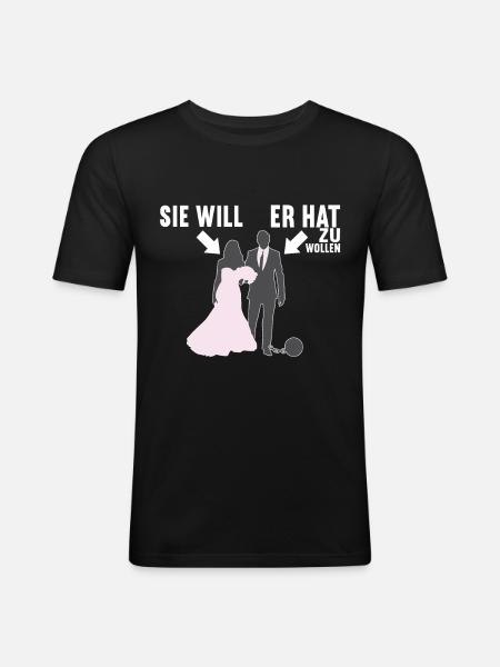 Junggesellenabschied Junggeselle Polterabend - Männer Slim Fit T-Shirt - Schwarz