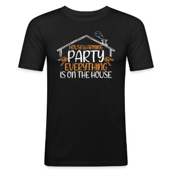 Inauguration de maison Propriétaires Pendaison de crémaillère - T-shirt près du corps Homme - noir - Devant - Nik (191cm)