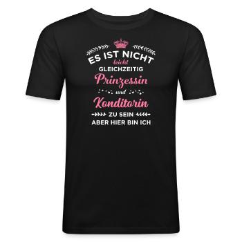 Prinzessin und Konditorin I I Backstube Bäckerei - Männer Slim Fit T-Shirt - Schwarz - Vorne - Nik (191cm)