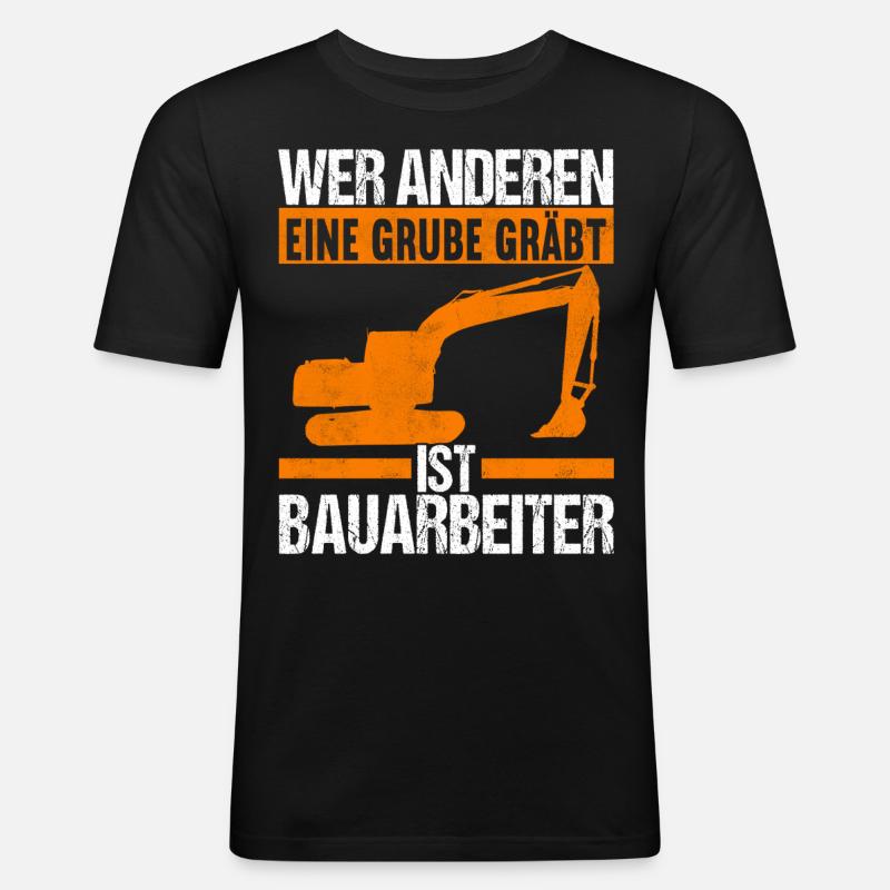 Baustelle Bagger Baggerfahrer - Männer Slim Fit T-Shirt - Schwarz