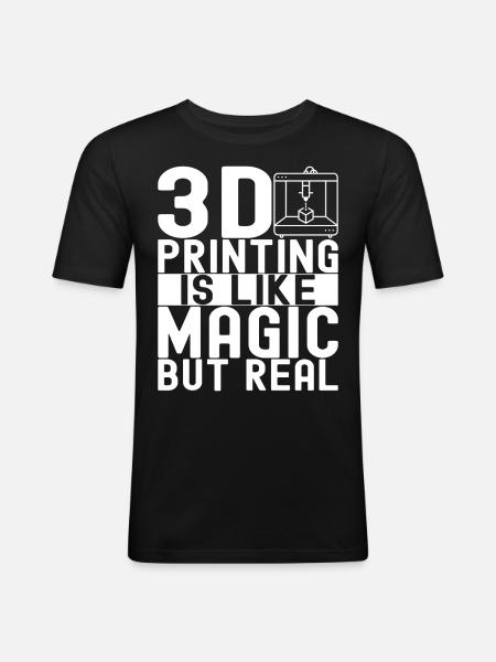 Impression 3D - T-shirt près du corps Homme - noir