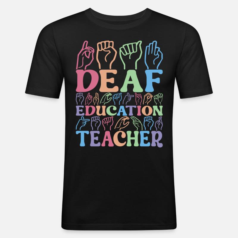Taub Taubstumm Deaf - Männer Slim Fit T-Shirt - Schwarz
