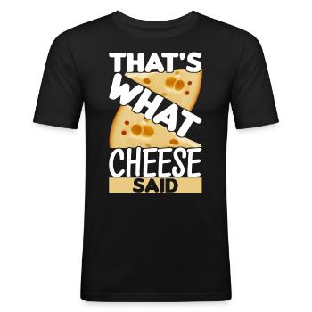 Amateurs de fromage Gouda - T-shirt près du corps Homme - noir - Devant - Nik (191cm)