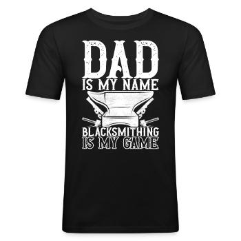 Yunque de forja de herrero - Camiseta ajustada hombre - negro - delante - Nik (191cm)