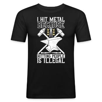 Yunque de forja de herrero - Camiseta ajustada hombre - negro - delante - Nik (191cm)