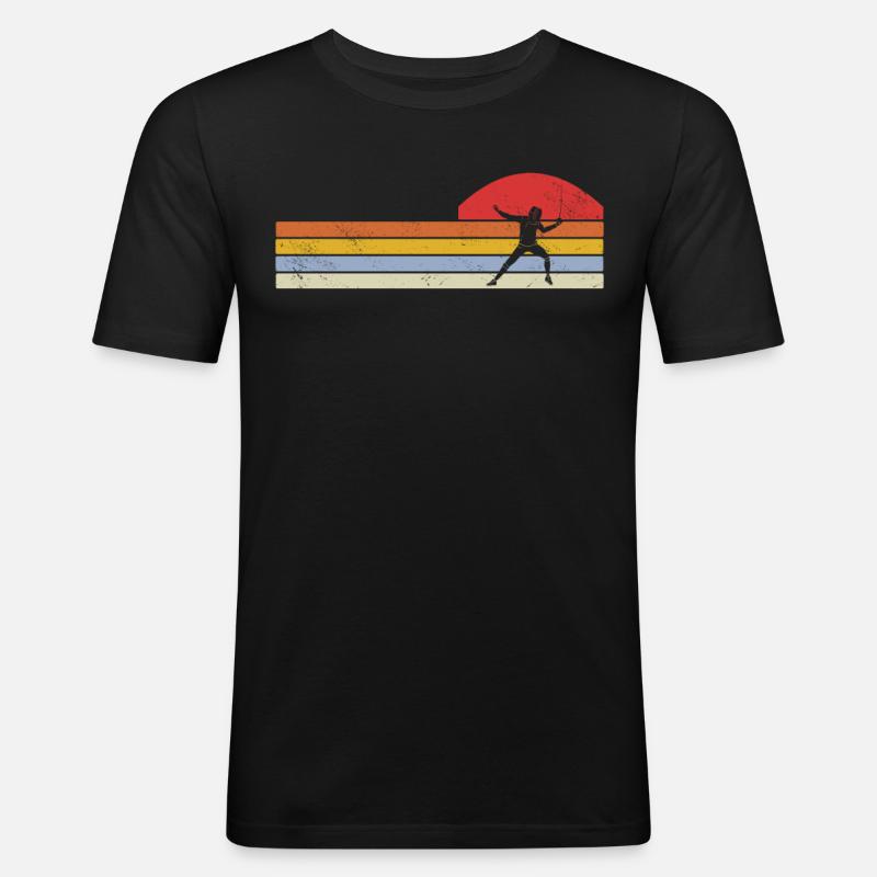 Fechten Degen Fechtduell Geschenkidee - Männer Slim Fit T-Shirt - Schwarz