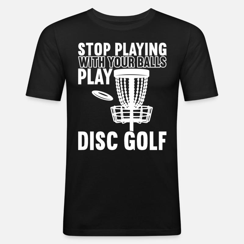 Disc Golf Discgolfspieler - Männer Slim Fit T-Shirt - Schwarz