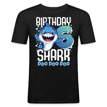 Birthday Shark 6. Geburtstag Haifisch 6 Jahre Hai - Männer Slim Fit T-Shirt - Schwarz - Vorne - Nik (191cm)