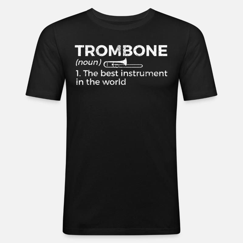 Posaune Musiker Blasmusik - Männer Slim Fit T-Shirt - Schwarz