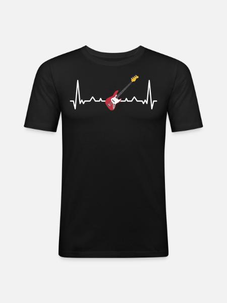 Musicien de guitare basse - T-shirt près du corps Homme - noir
