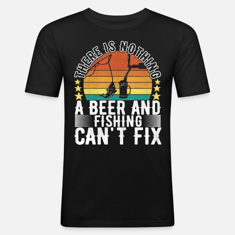 Fischen Bier Angler - Männer Slim Fit T-Shirt - Schwarz