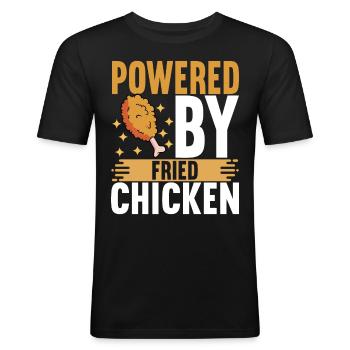 Restauration rapide au poulet frit - T-shirt près du corps Homme - noir - Devant - Nik (191cm)