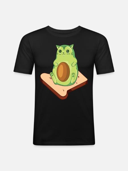 Avocado Toast Avocado Cat - Men's Slim Fit T-Shirt - black